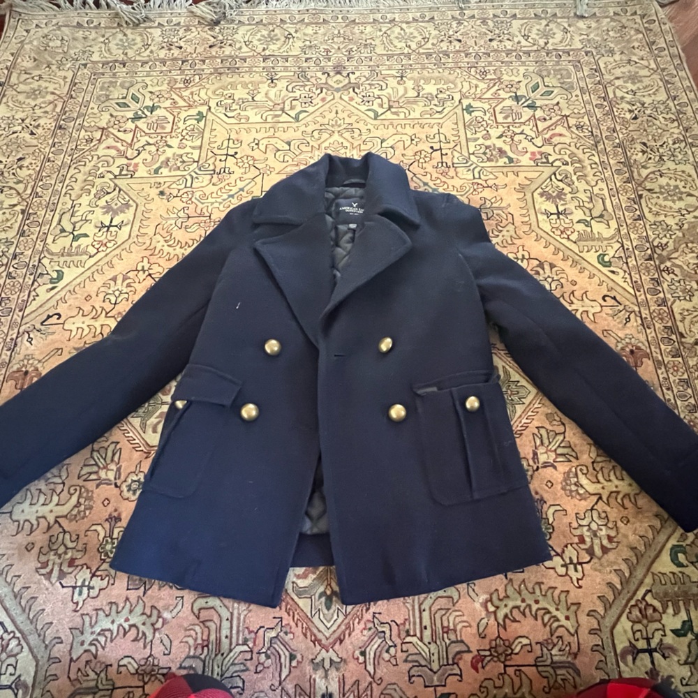 Blue Blazer Coat with Buttons